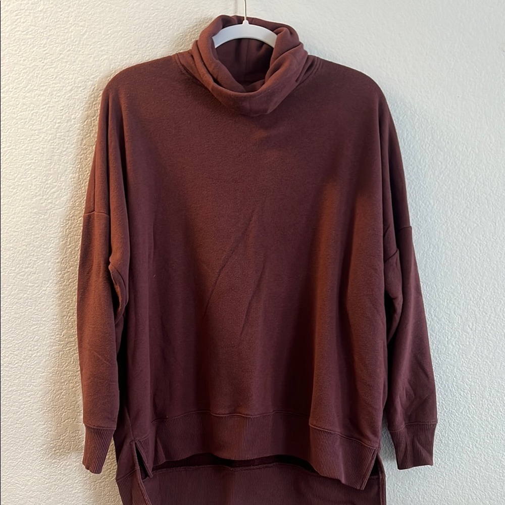 Oversized Maroon Mock neck Sweatshirt